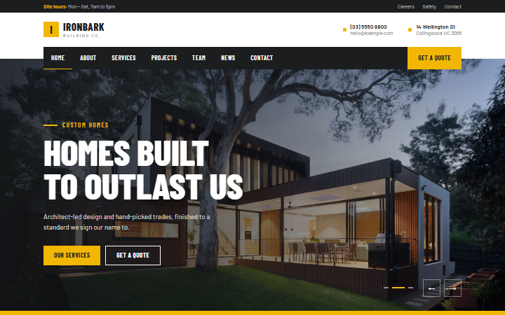 The Builder Hi-Vis example website