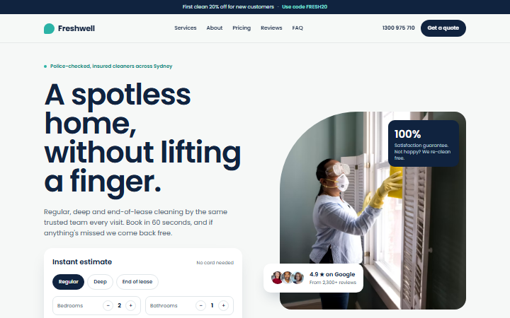 The Cleaning Fresh example website