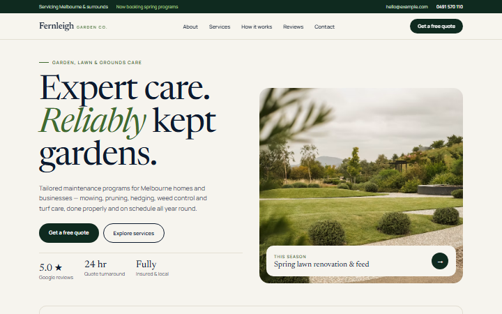 The Garden Classic example website