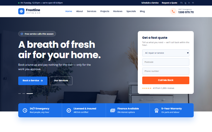 The HVAC Classic example website