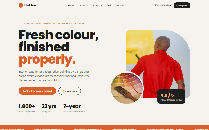 The Painter Warm example website
