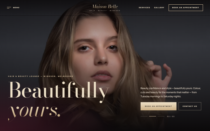 The Salon Dark Glamour example website