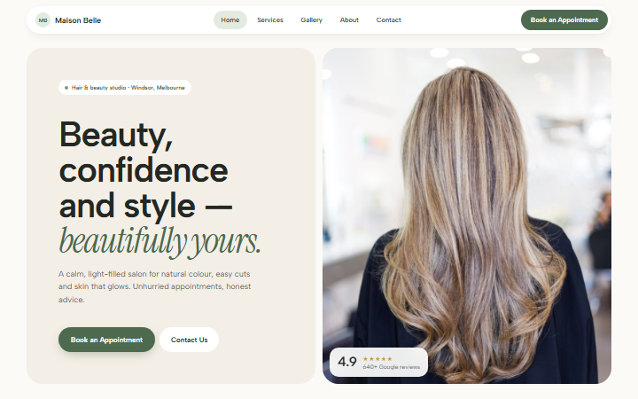 The Salon Fresh example website