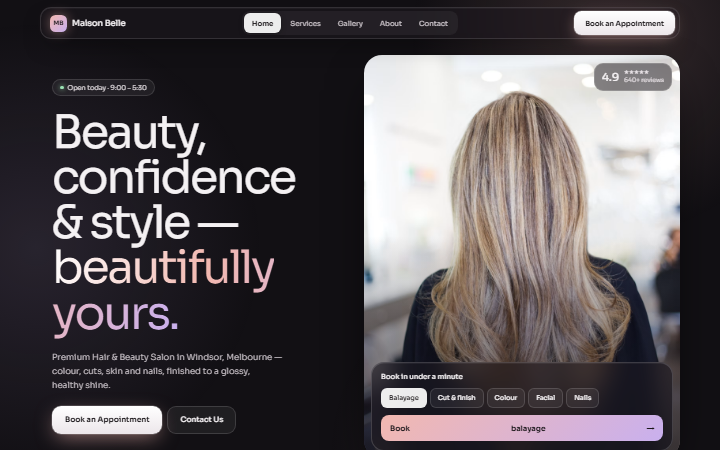 The Salon Glossy example website