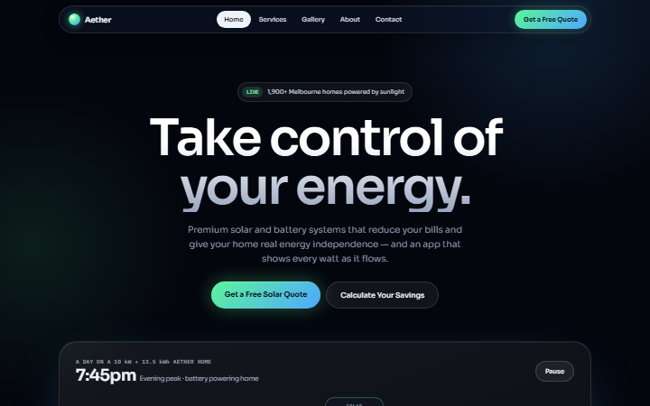 The Solar Aether example website