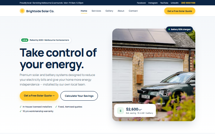 The Solar Brightside example website